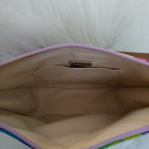 Stuart Weitzman Floral Purple Lunar Linene  Shoulder Bag - Picture 4 of 10